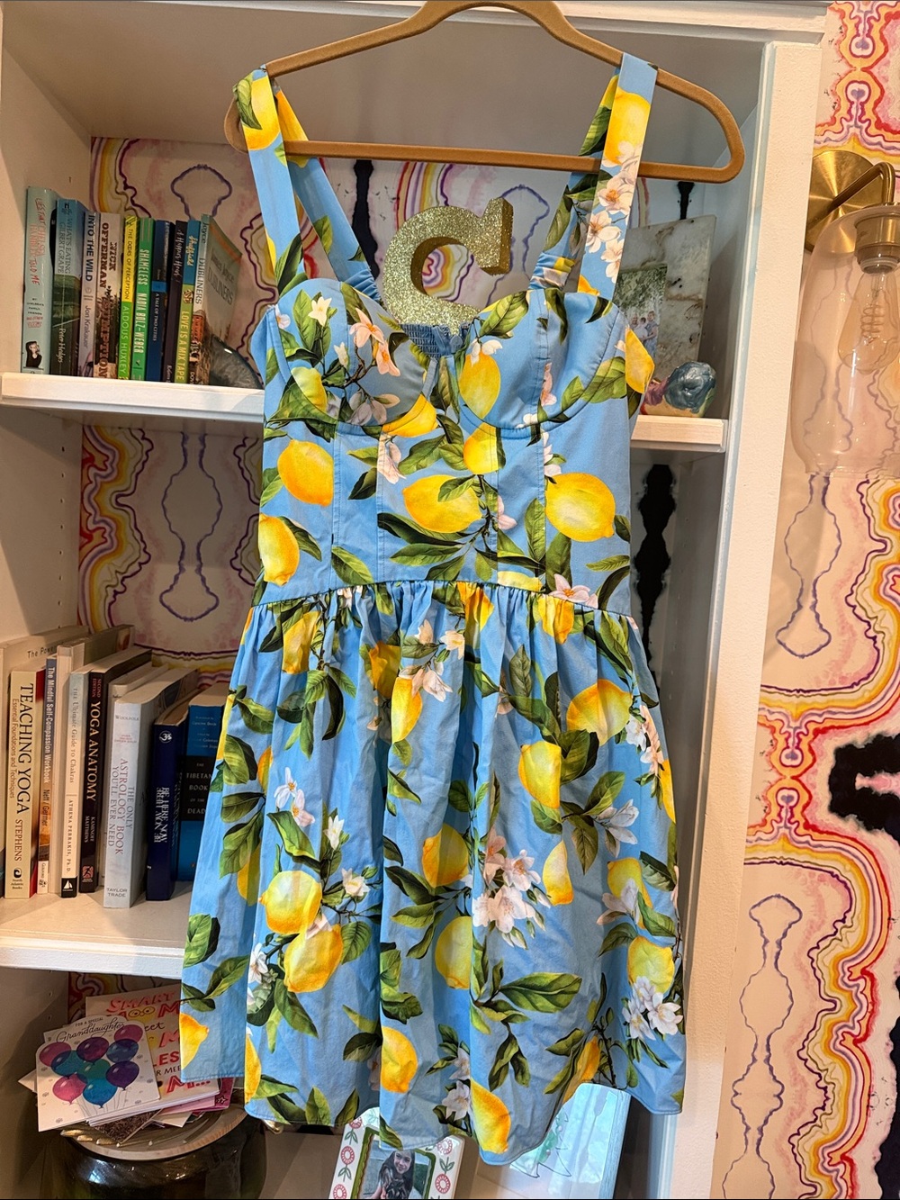 L'AGENCE Blue Lemon Print Mini Dress